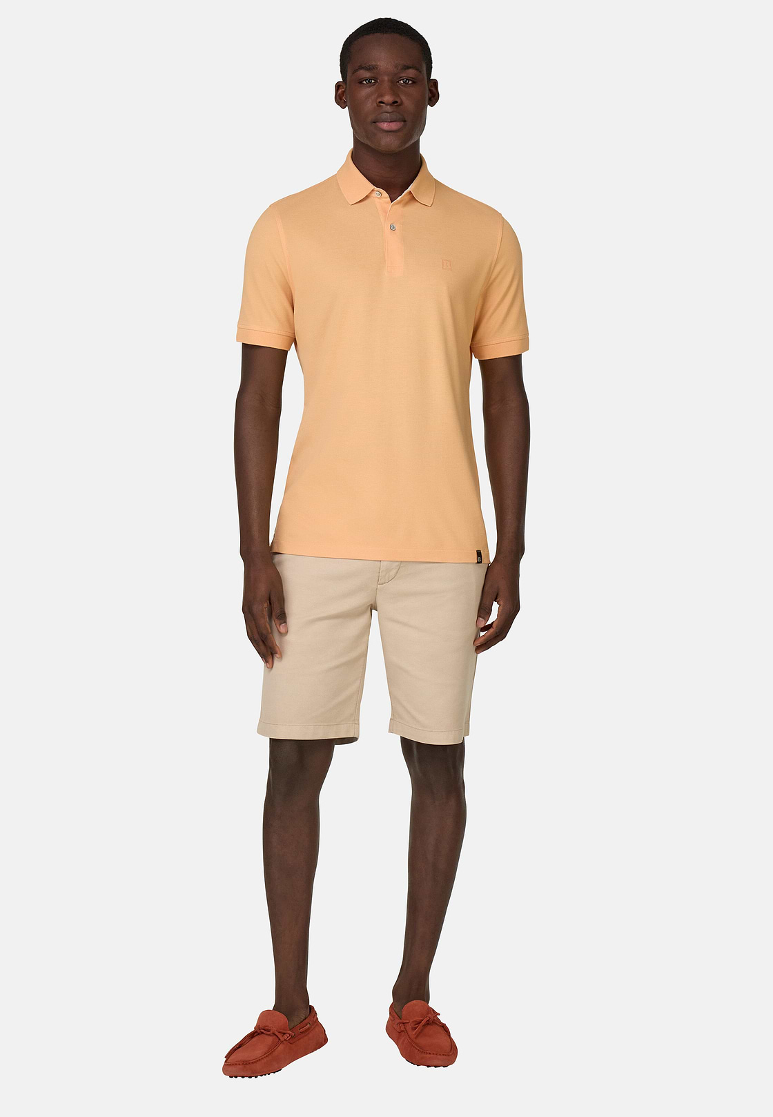 Cotton Piqué Polo Shirt, Orange, hi-res