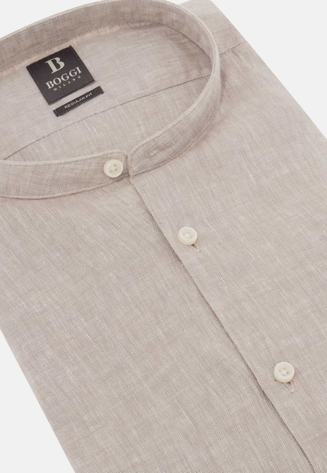 Regular Fit Linen Shirt, Taupe, hi-res