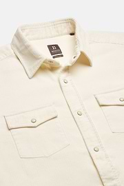 Camicia In Velluto Di Cotone Regular Fit, Crema, hi-res