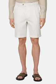 Bermuda In Cotone Tencel Elasticizzato, Bianco, thumb, 1