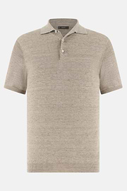 Polo En Maille De Lin Et Coton, Taupe, thumb, 5
