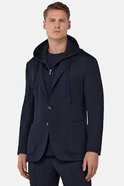 Madison Cotton Blend Sweatshirt Jacket, Navy blue, hi-res