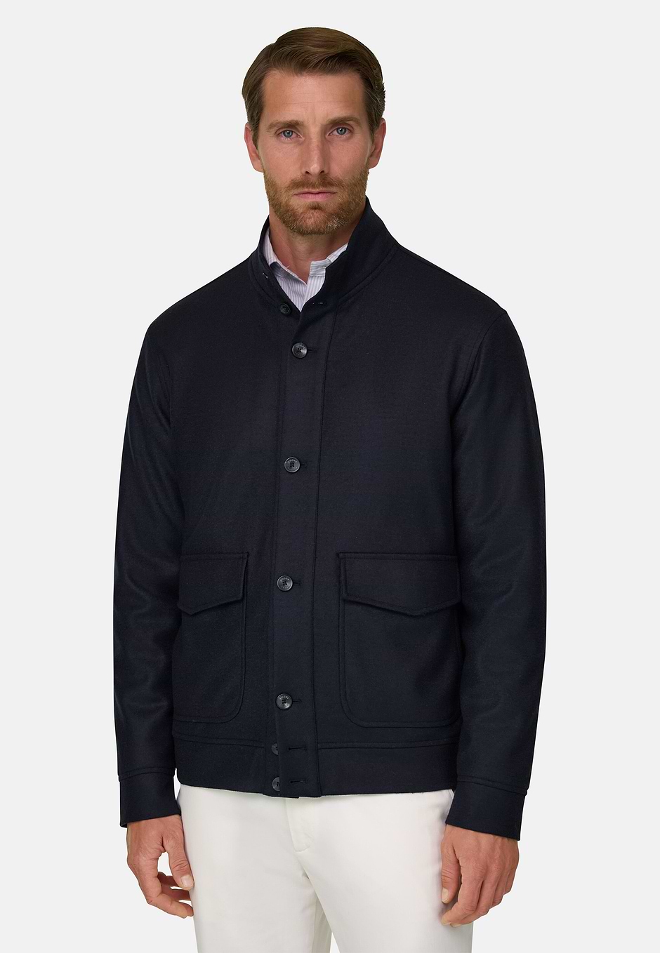 Bomber en Laine, bleu marine, hi-res