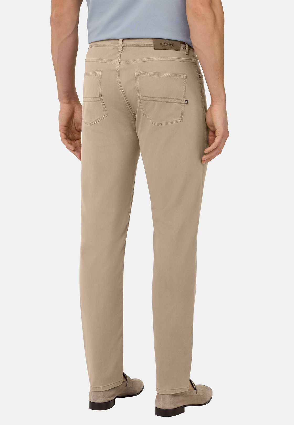 Stretch Cotton/Tencel Jeans, Taupe, hi-res