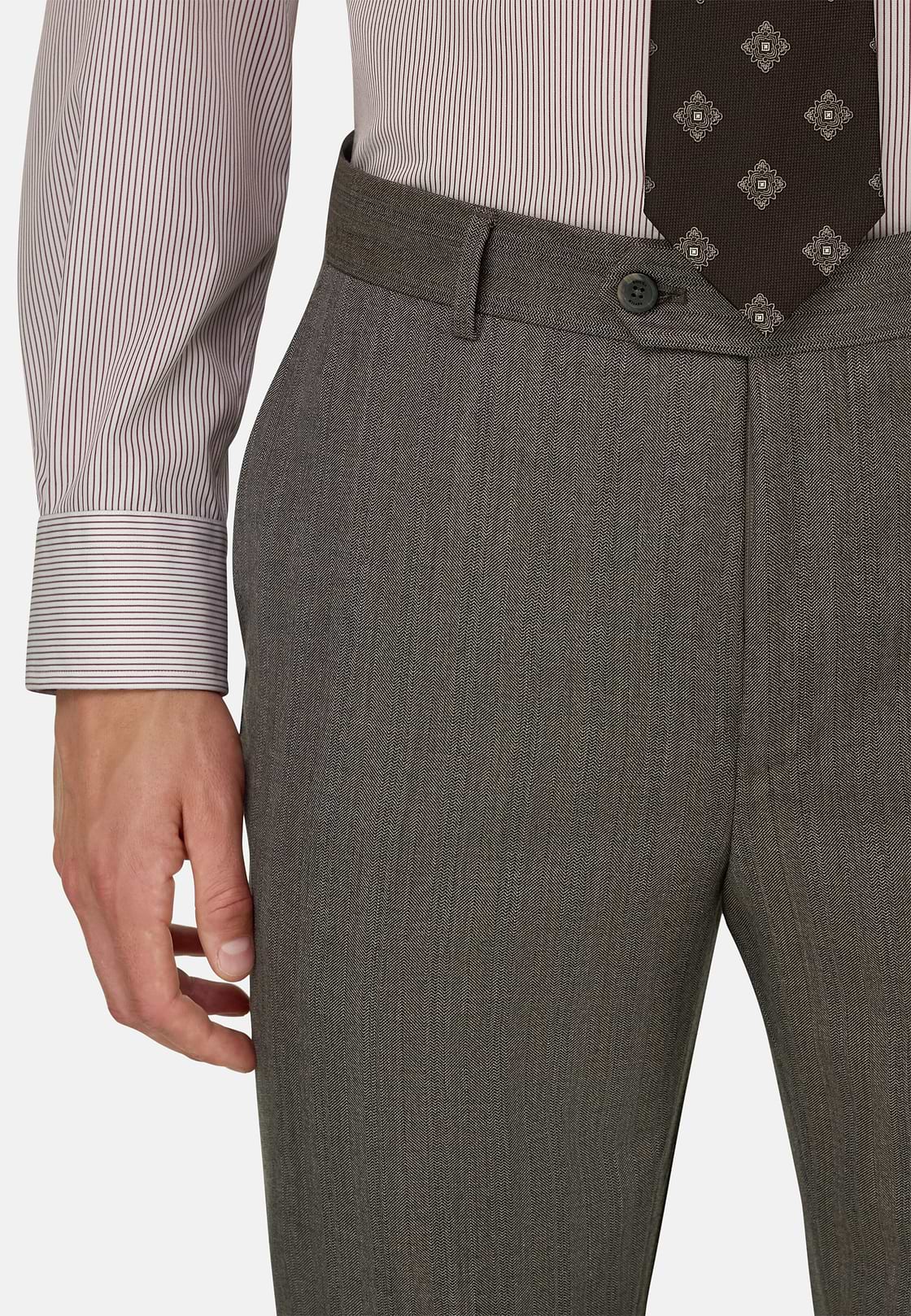 Suit Herringbone in Wool Cashmere, Taupe, hi-res, 3