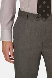 Suit Herringbone in Wool Cashmere, Taupe, thumb, 3