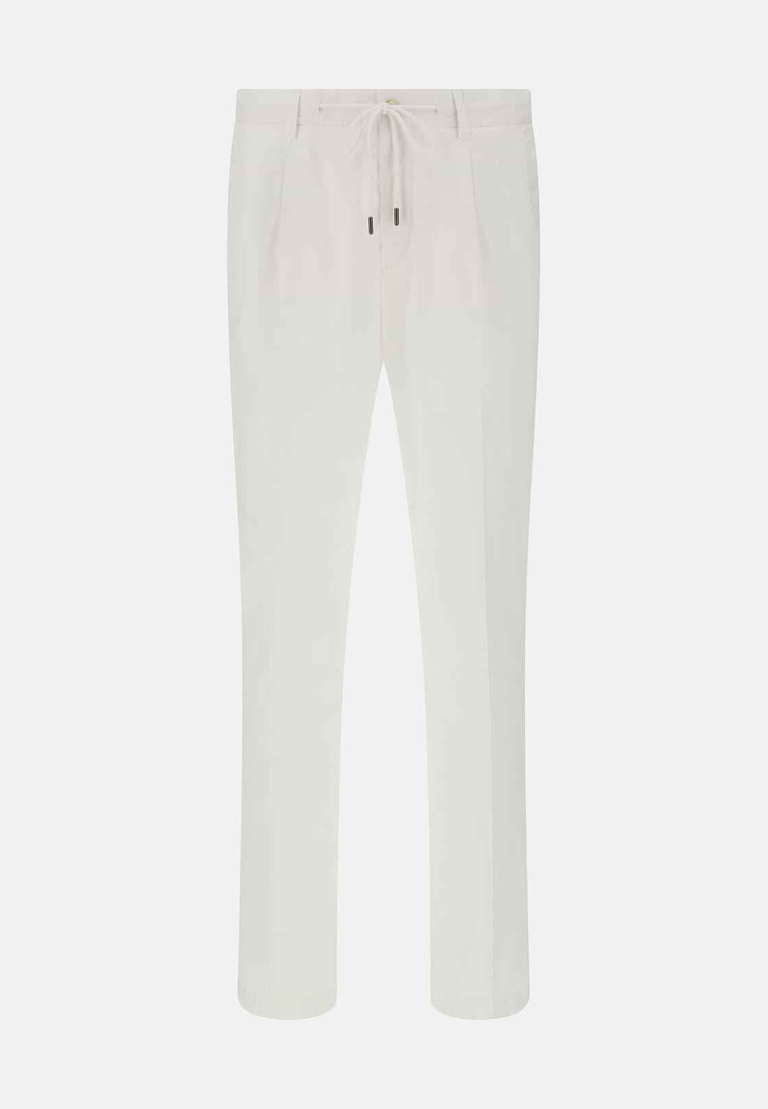 Stretch Cotton Trousers, White, hi-res