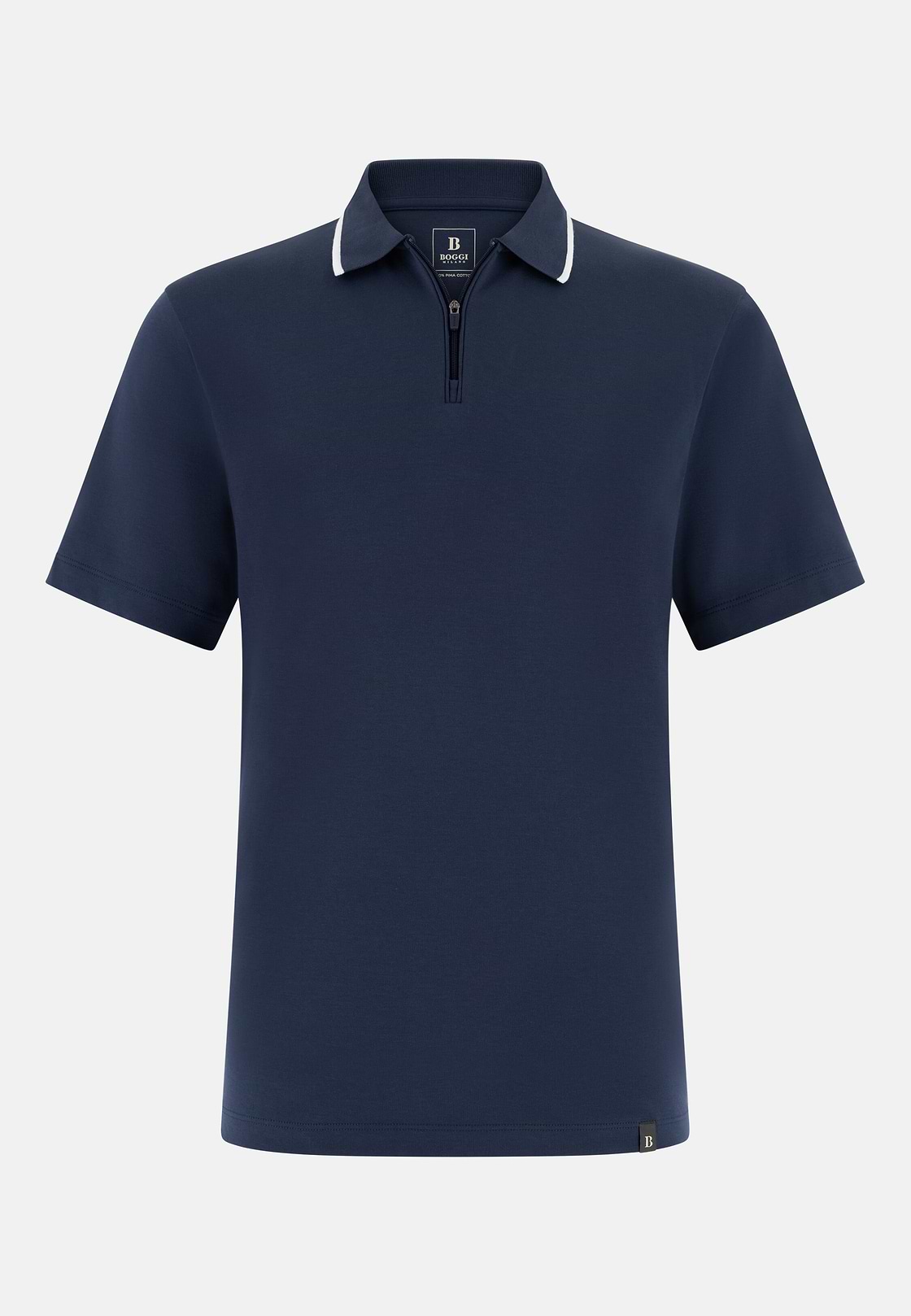 Supima Interlock Half Zip Polo, Navy blue, hi-res, 5