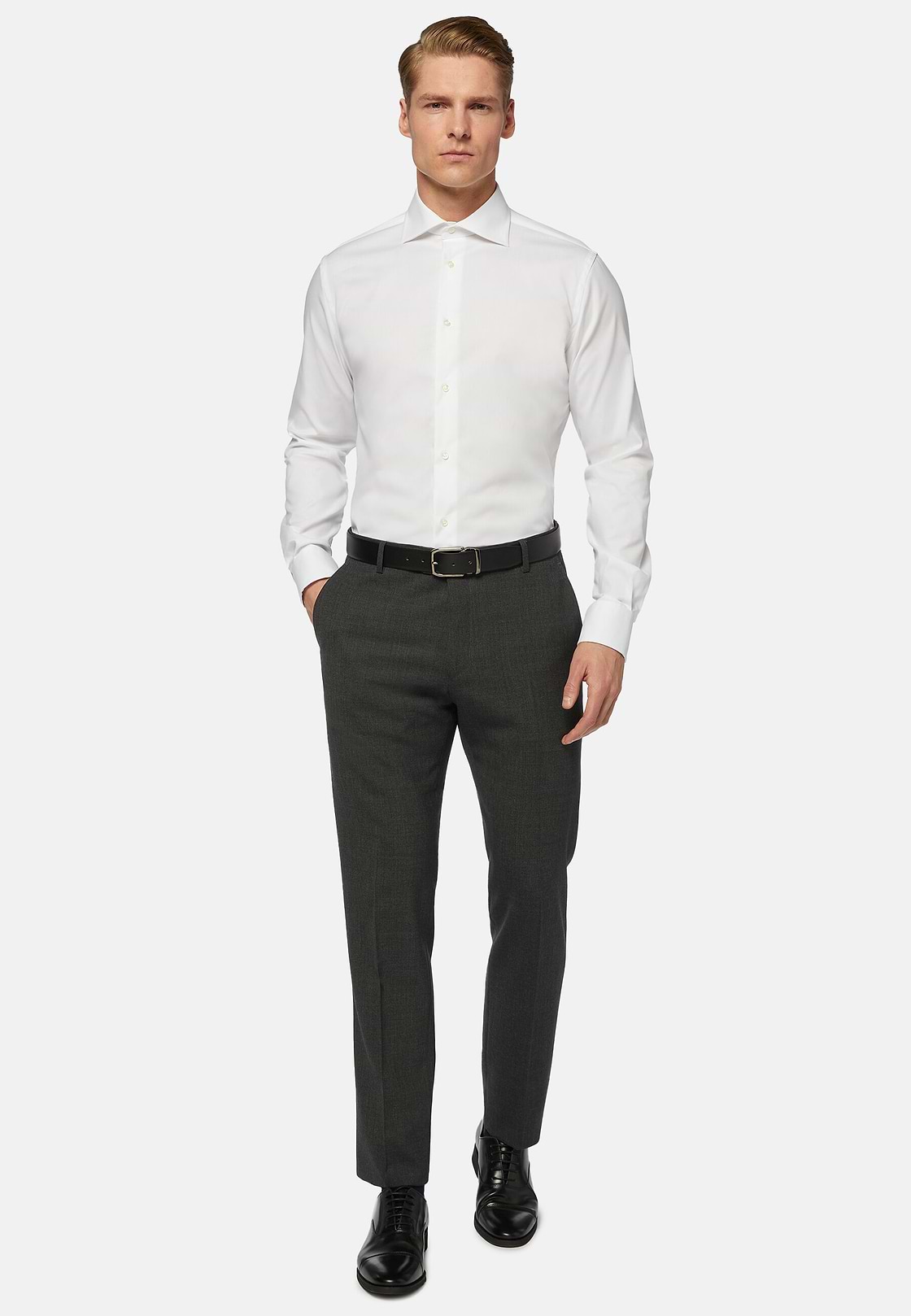 Trousers in Pure Wool Travel, Grey, hi-res