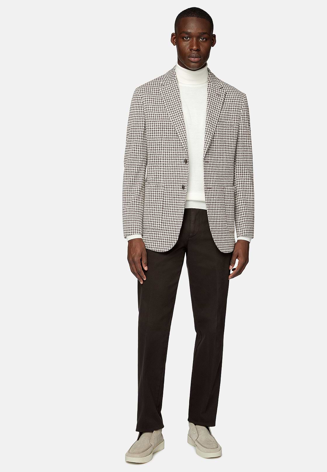 Men s B Jersey Brown Jacket In Cotton Wool and Nylon Boggi Milano