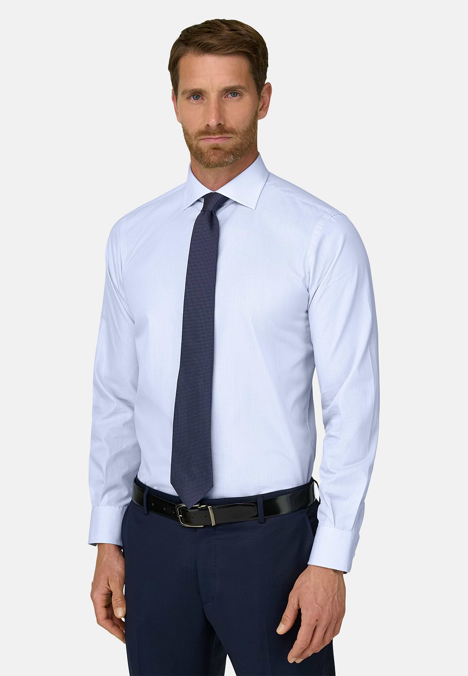 Camicia A Quadretti In Cotone Regular Fit, Azzurro, hi-res