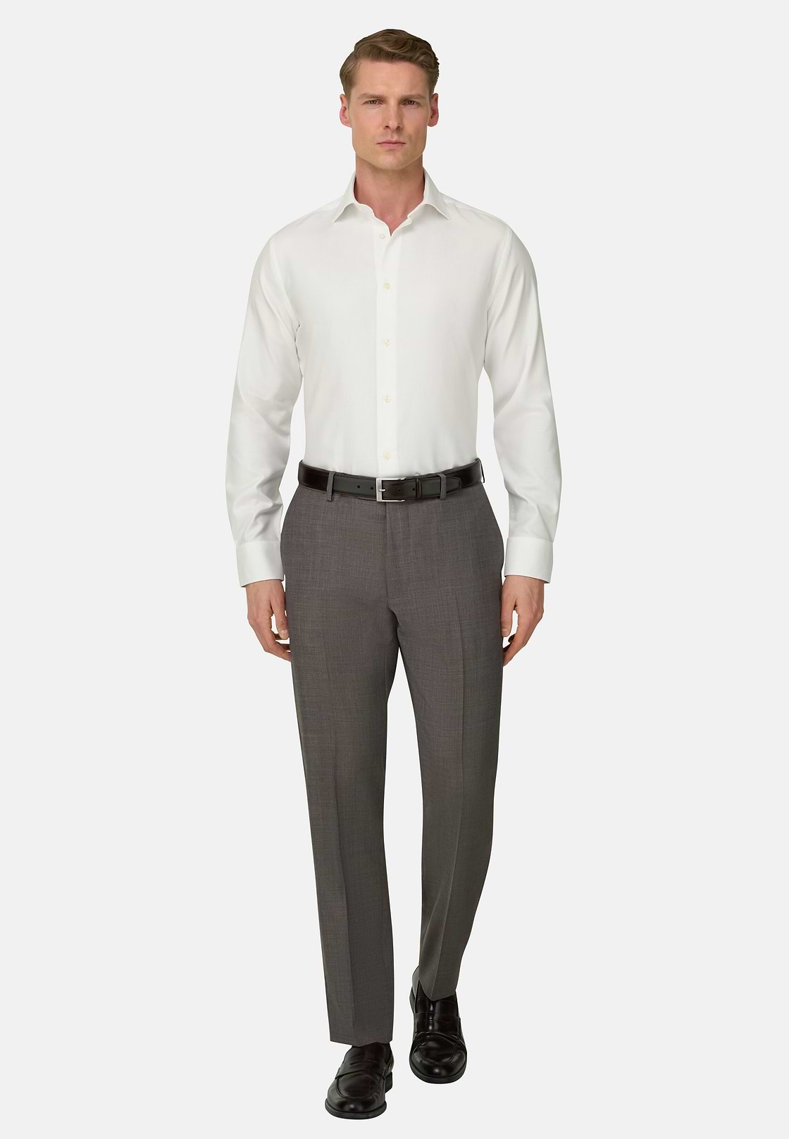 Hemd Aus Baumwolle Slim Fit, Weiß, hi-res, 1