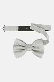 Silver Knotted Silk Bow Tie, , thumb, 1