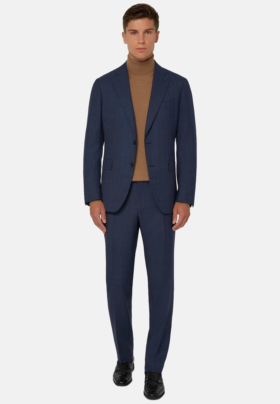 Blue Prince of Wales Check Suit In Super 130 Wool, Blue, hi-res