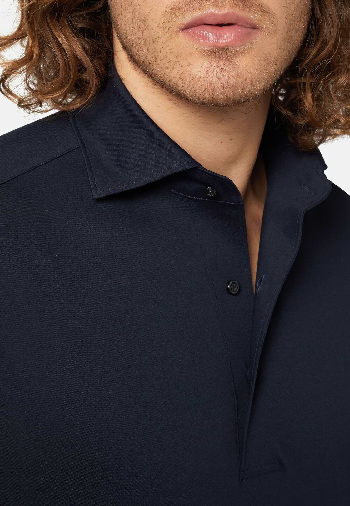 Polo Aus Japanischem Jersey, DARK NAVY, hi-res