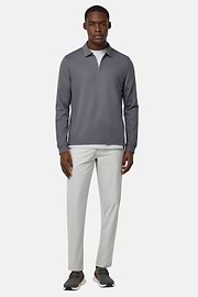 Half-Zip Sweatshirt in a Cotton Blend, Charcoal, hi-res