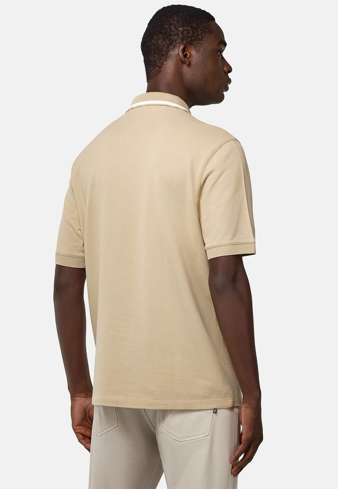 Cotton Piqué Polo Shirt, Beige, hi-res
