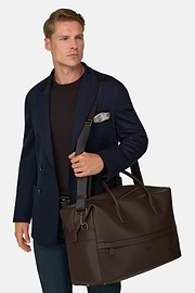 Duffle Bag in Leather-Effect Fabric, Dark brown, thumb, 2