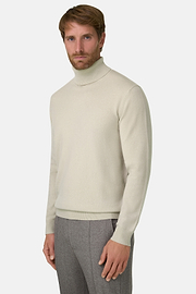 Turtleneck Jumper in Cashmere, Sand, thumb, 1