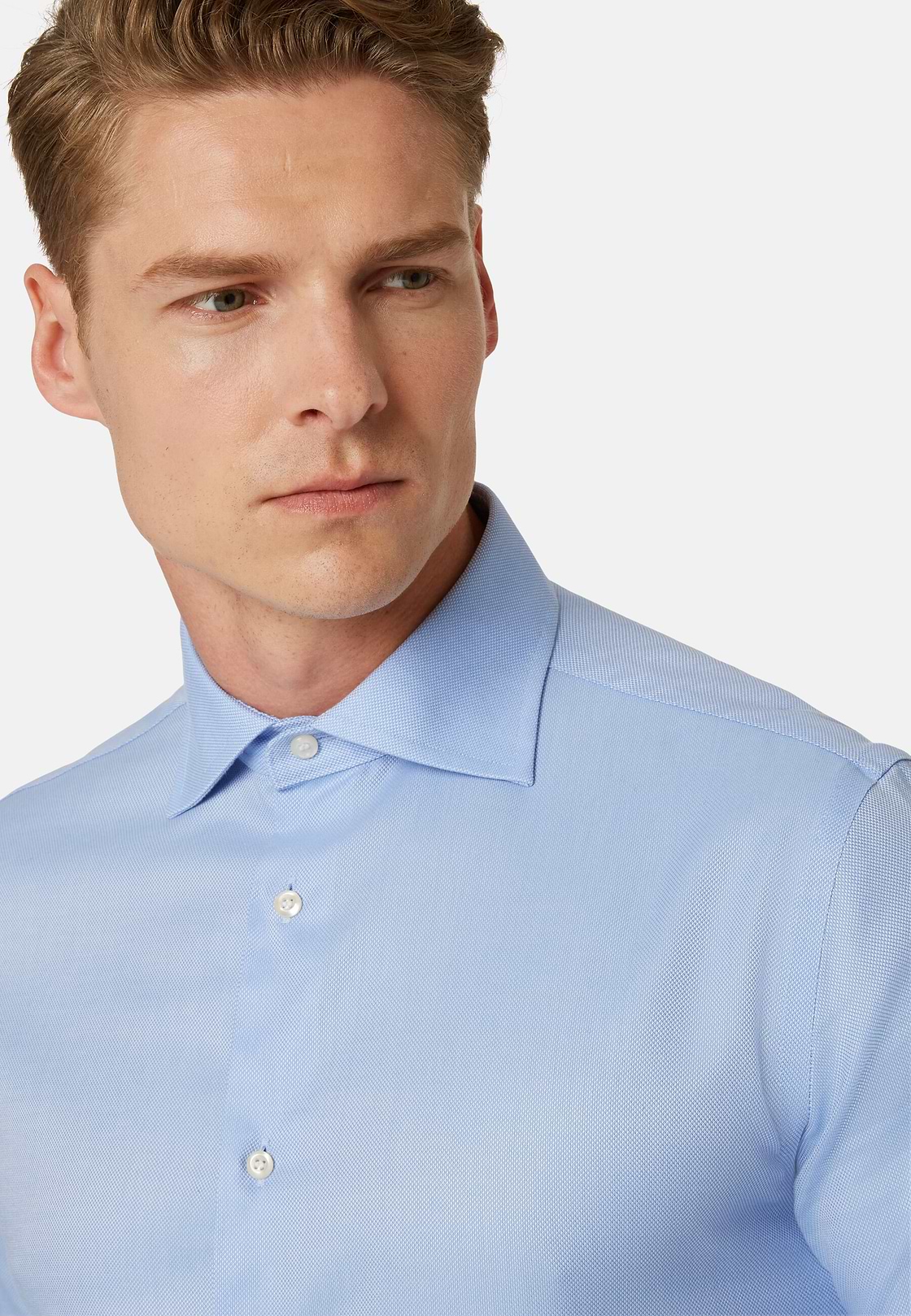 Regular Fit Sky Blue Cotton Dobby Shirt, Light Blu, hi-res