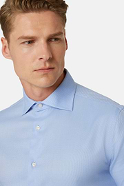 Regular Fit Sky Blue Cotton Dobby Shirt, Light Blu, hi-res