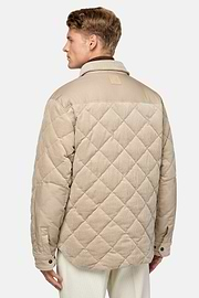 Padded Cotton Velvet Bomber Jacket, Beige, hi-res