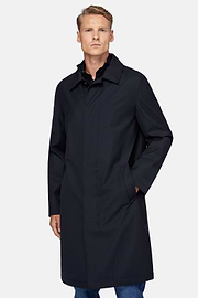 Pea coat van technische wol, Navy blue, hi-res