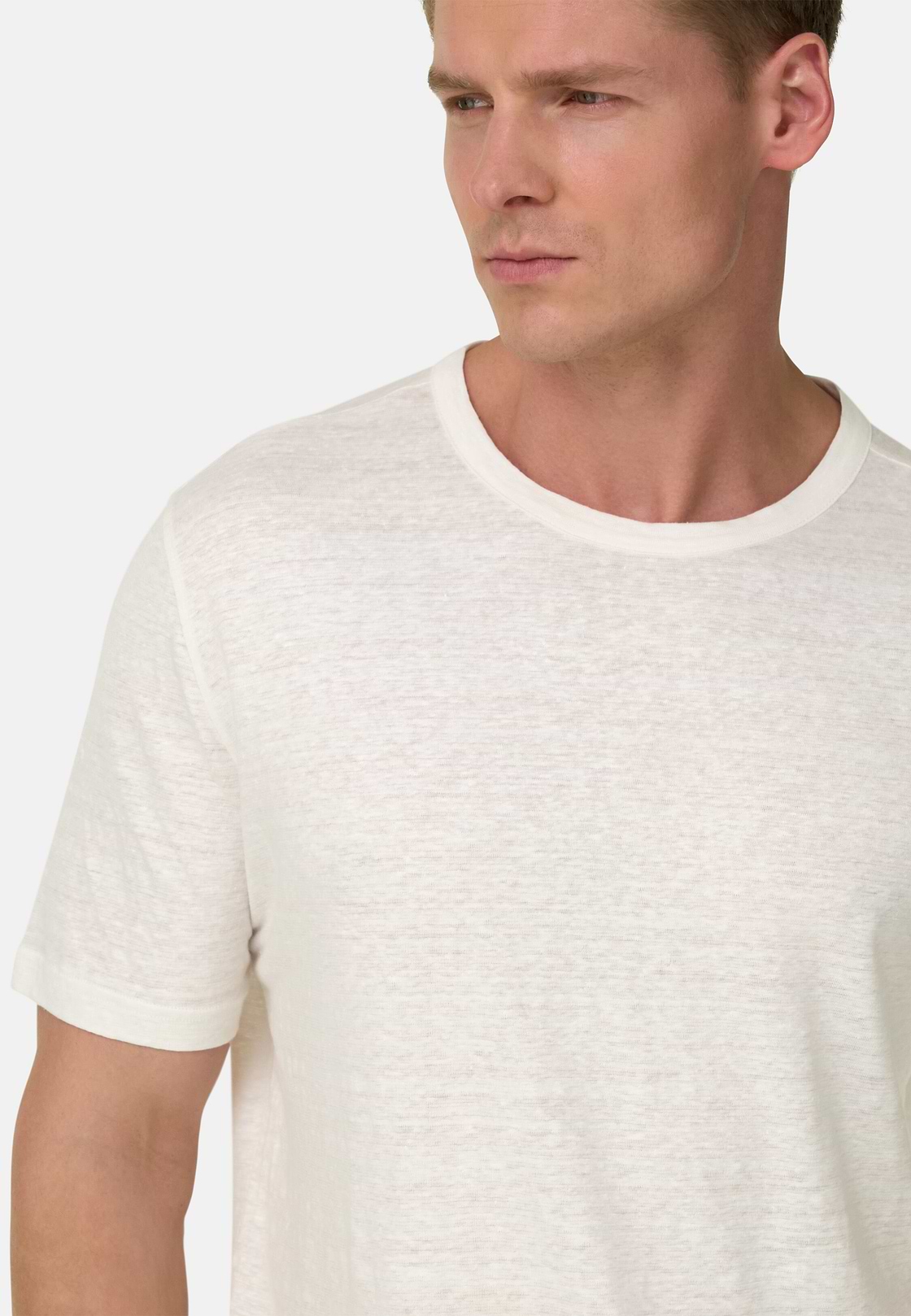 T-Shirt Aus Stretch-Leinen-Jersey, Weiß, hi-res, 4