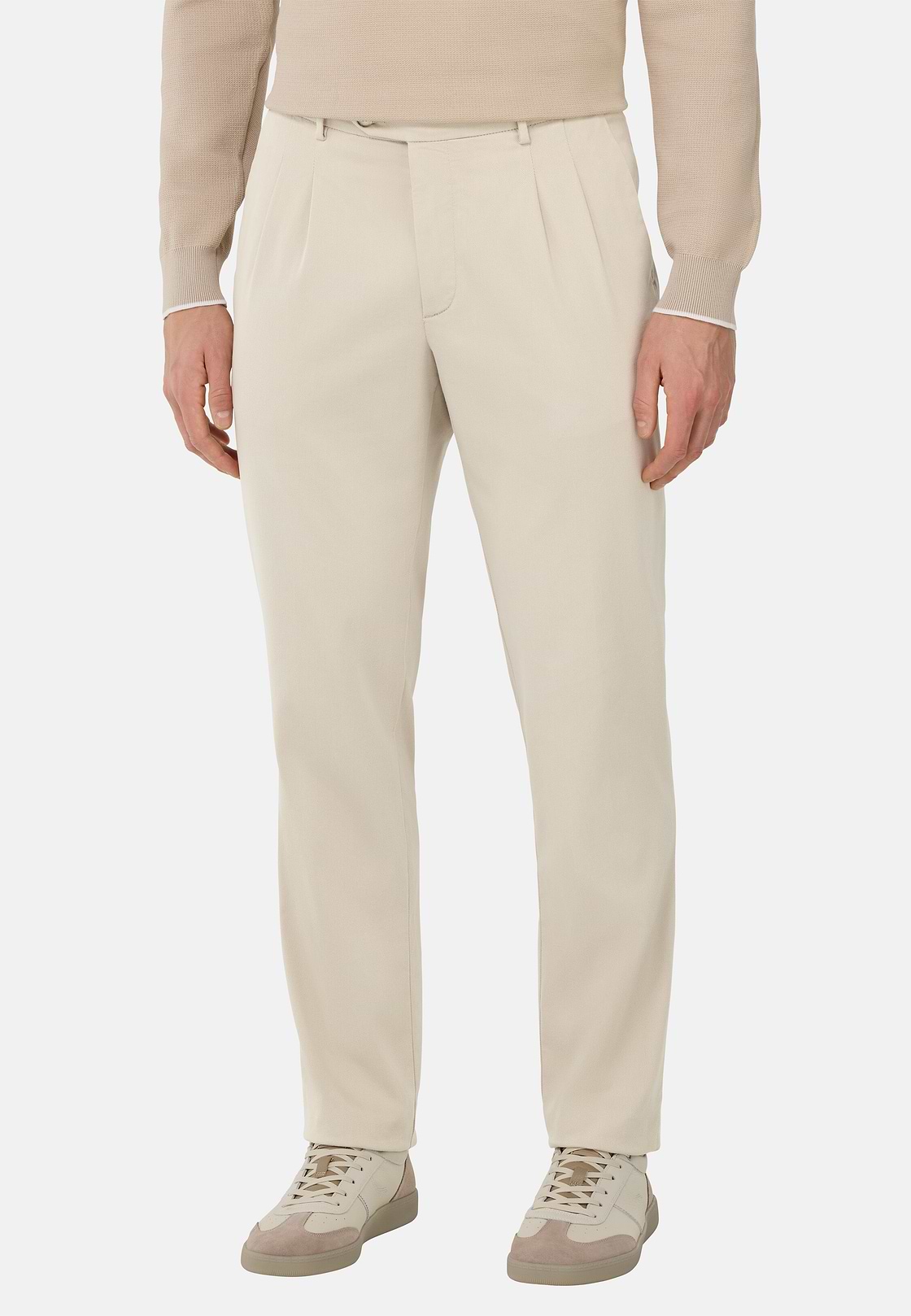 Stretch Cotton/Tencel Trousers, Sand, hi-res
