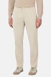 Stretch Cotton/Tencel Trousers, Sand, hi-res
