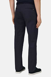 Pantaloni In Cotone Tencel Elasticizzato, Navy, thumb, 3