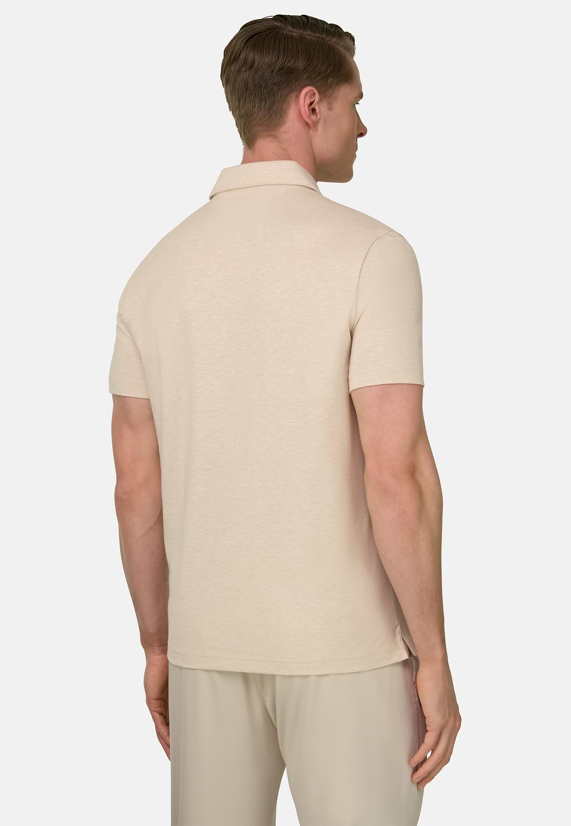 Cotton Linen Polo, Sand, hi-res, 3