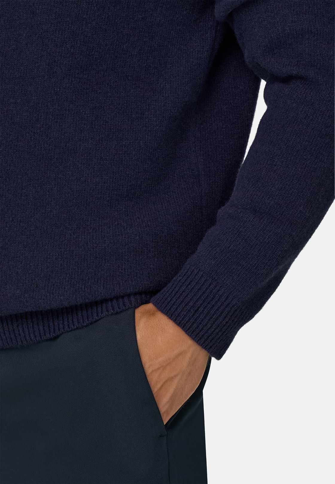 Gebreid Poloshirt Gemengd Cashmere, Navy blue, hi-res, 3