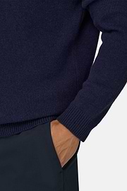 Gebreid Poloshirt Gemengd Cashmere, Navy blue, thumb, 3