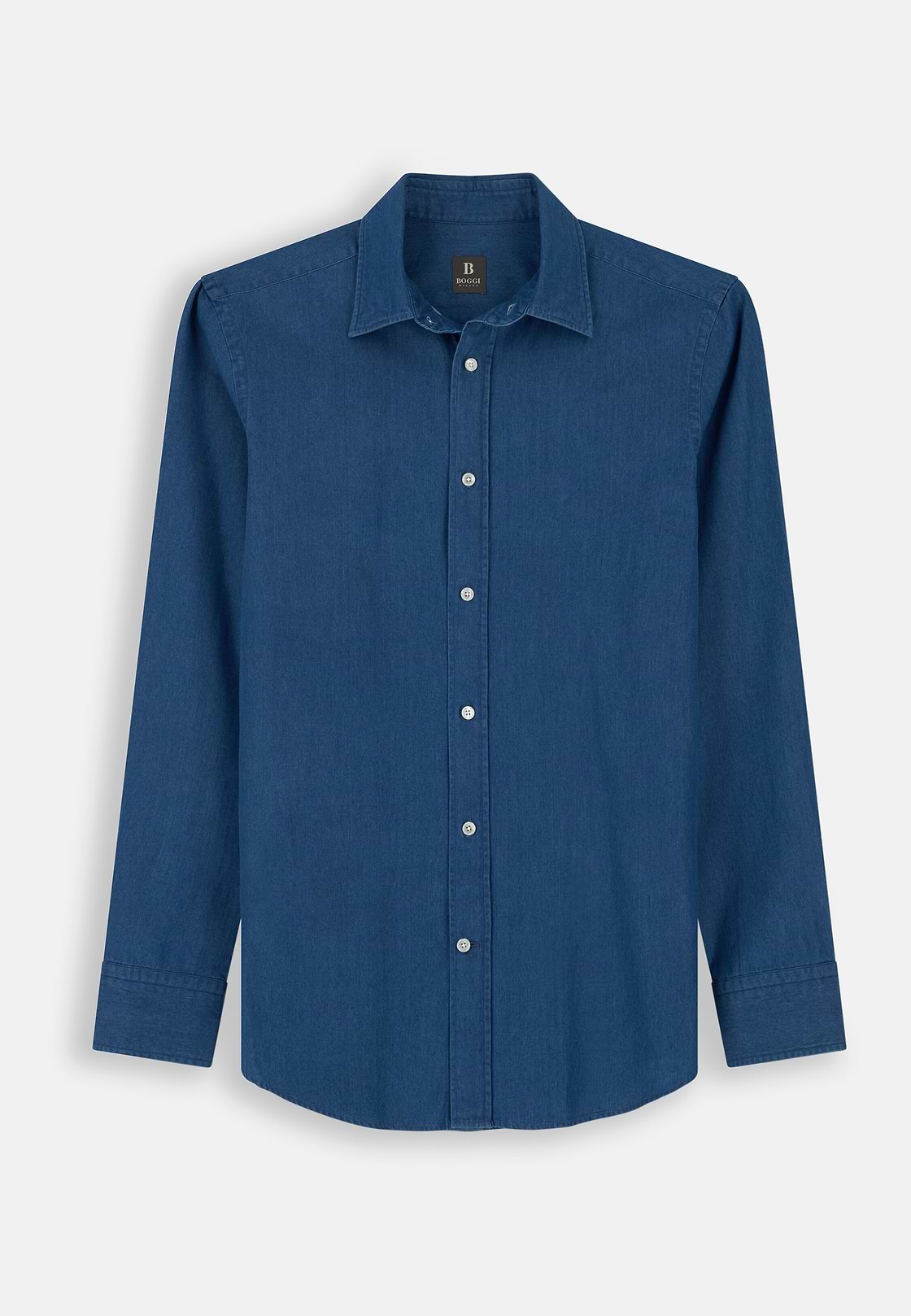 Overhemd in Katoenen Denim Regular Fit, Medium Blue, hi-res, 7