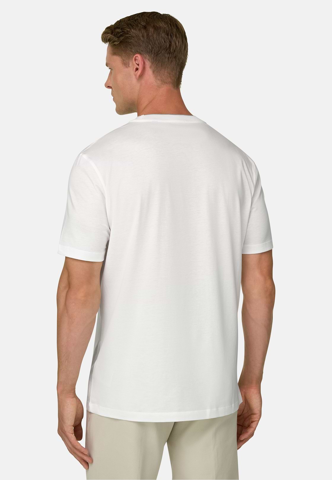 T-Shirt in Cotton Tencel, White, hi-res, 4
