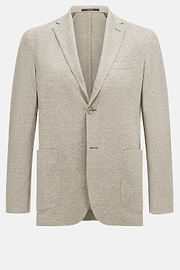 B Jersey Linen and Cotton Herringbone Jacket, Taupe, hi-res