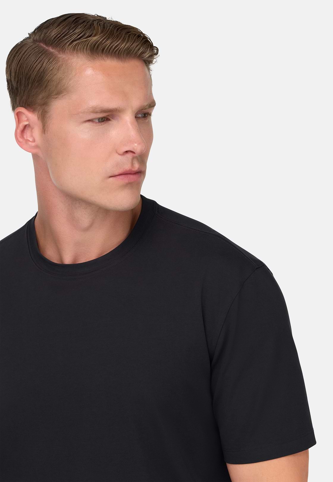 T-Shirt In Stretch Supima Cotton, Charcoal, hi-res
