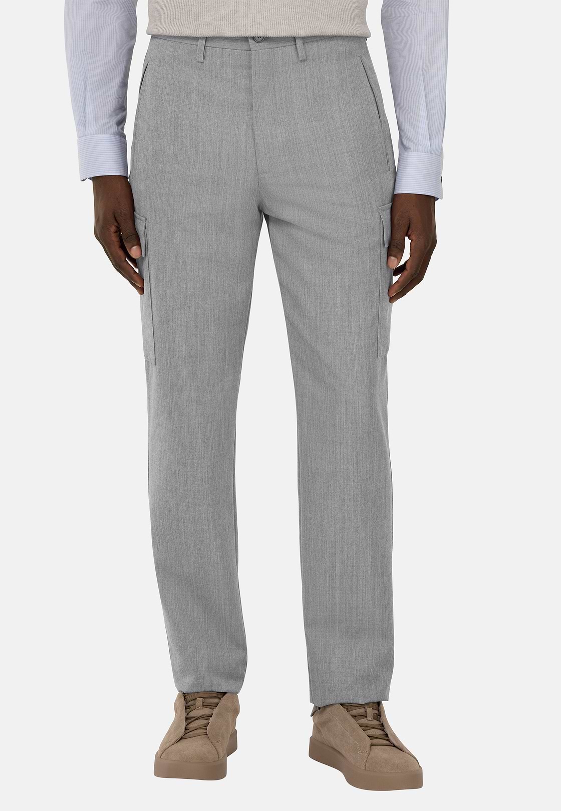 Technical Wool Trousers, Light grey, hi-res