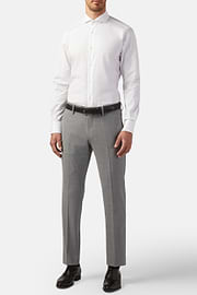 White Slim Fit Cotton Pin Point Shirt, White, thumb, 3