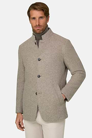 Caban in Gemengd Wol Cashmere Gemêleerd, Grey, thumb, 1