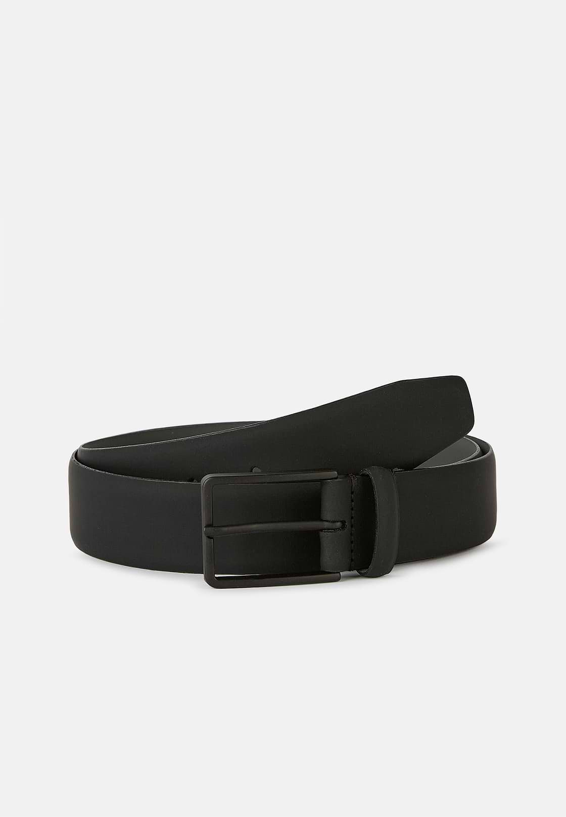 Ceinture En Cuir Gommé Avec Logo, Noir, hi-res