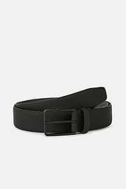 Rubberised Leather Belt With Logo, Black, hi-res