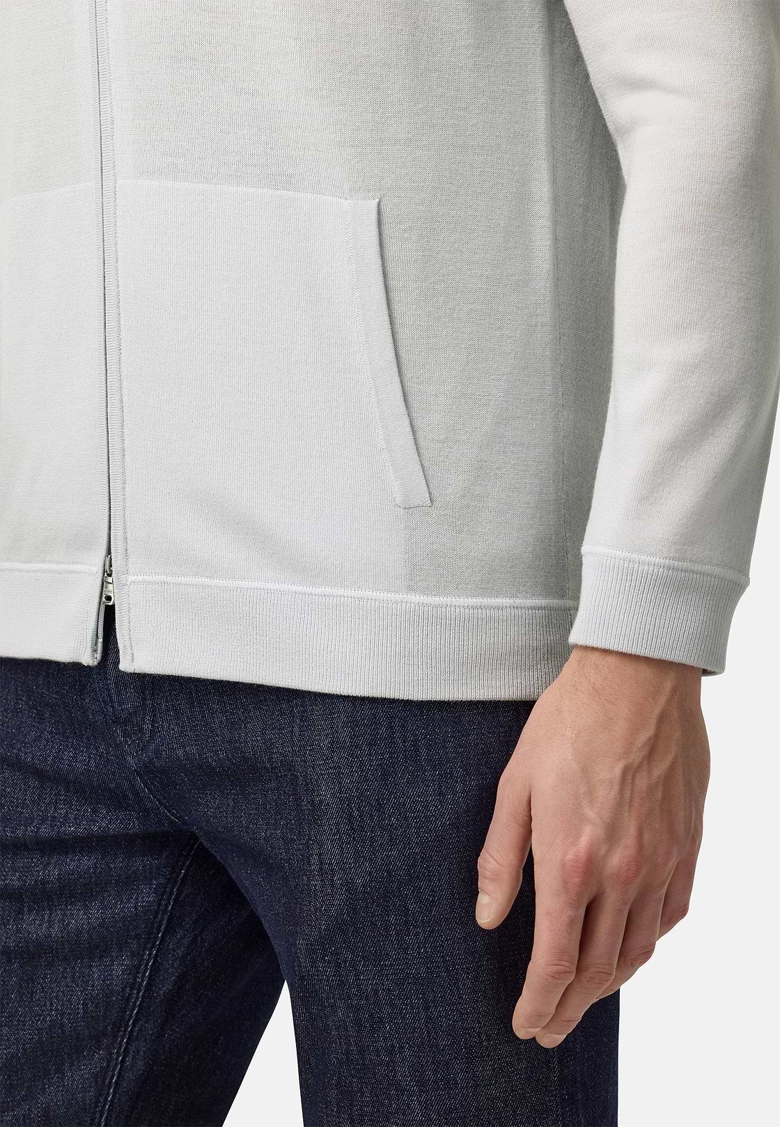 Jersey Con Media Cremallera De Lana Merina, Hielo, hi-res, 4