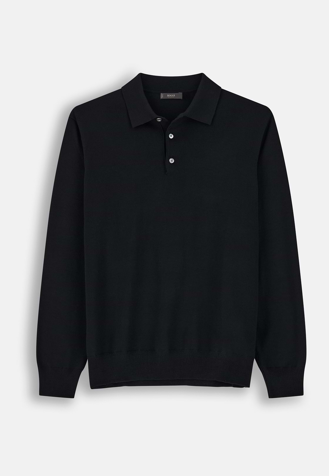 Gestricktes Polo aus Merino, Schwarz, hi-res, 5