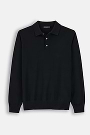 Gestricktes Polo aus Merino, Schwarz, thumb, 5