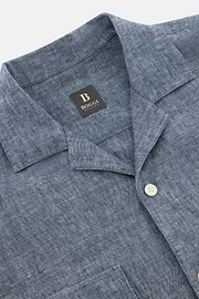 Camicia In Denim Di Lino Cotone, Blu, thumb, 5
