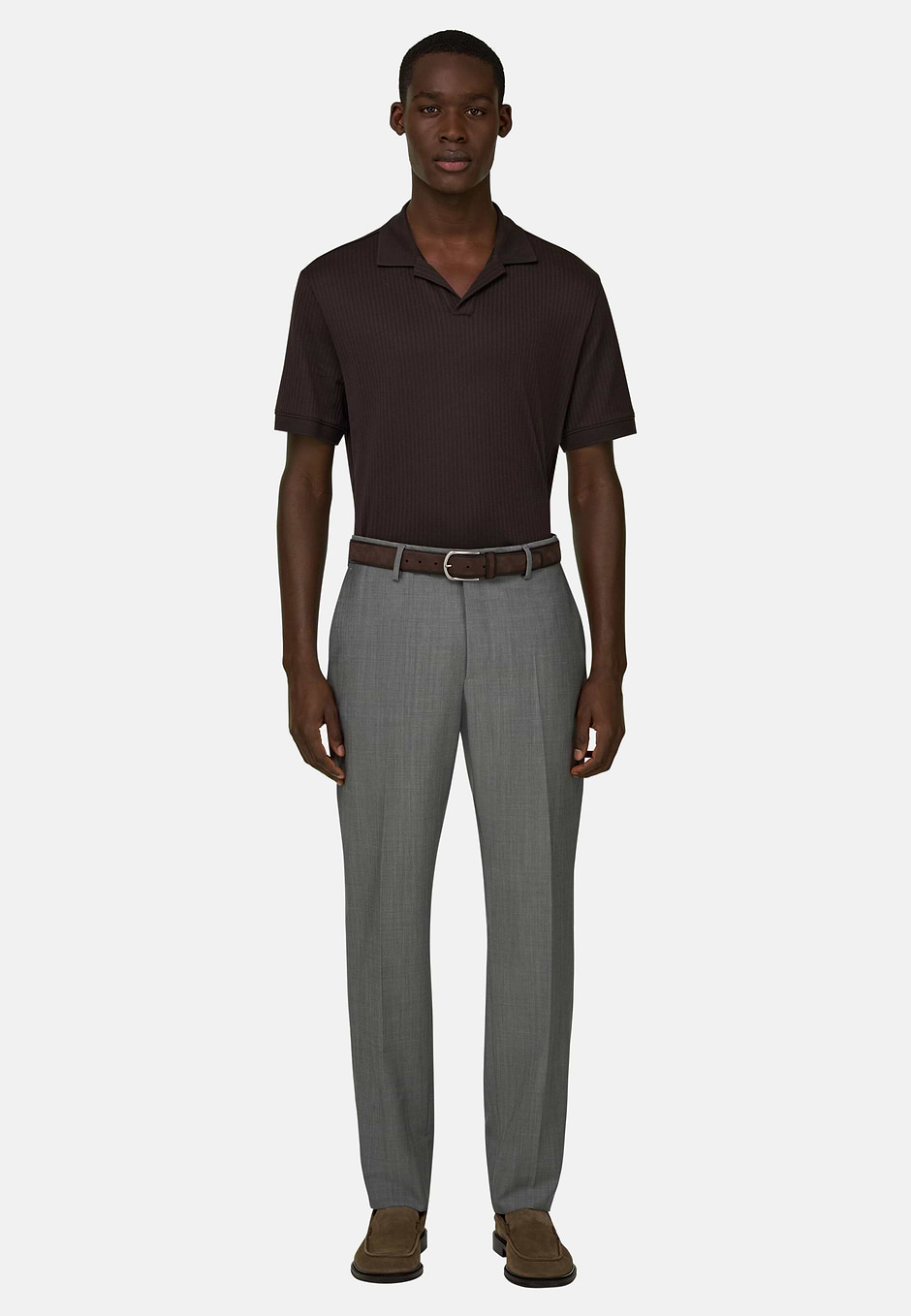 Polo In Cotone Pima Jacquard, Marrone scuro, hi-res