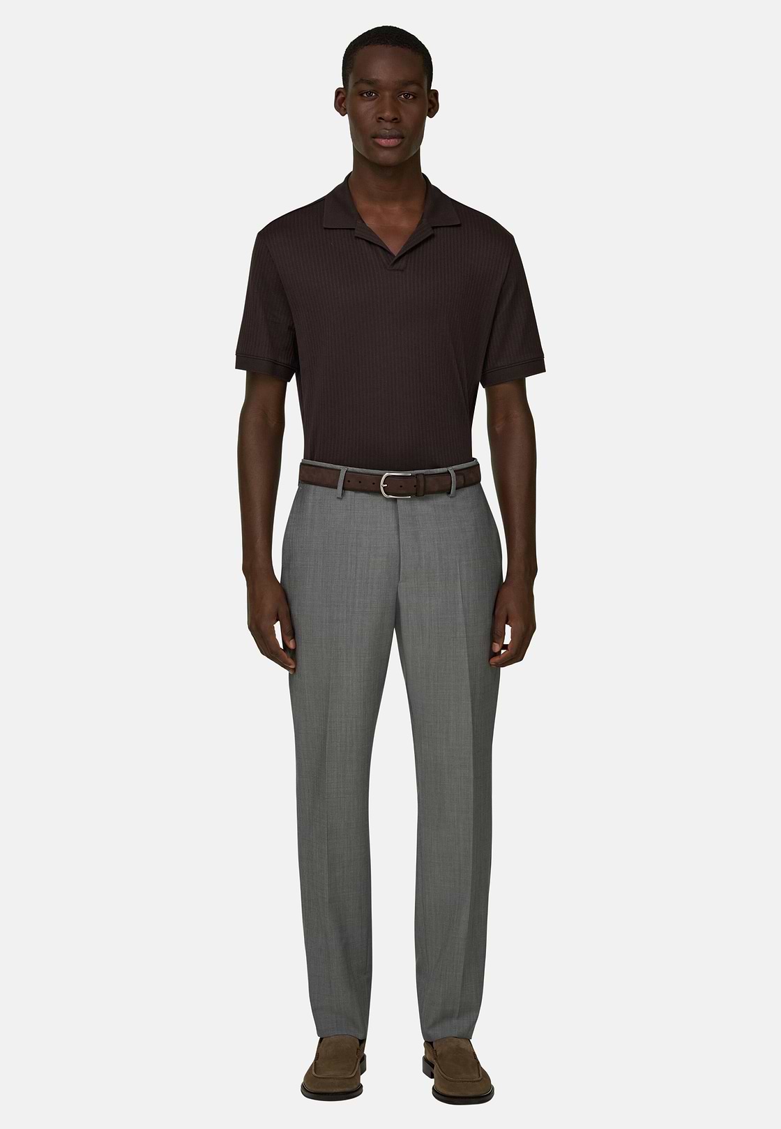 Polo In Cotone Pima Jacquard, Marrone scuro, hi-res, 2