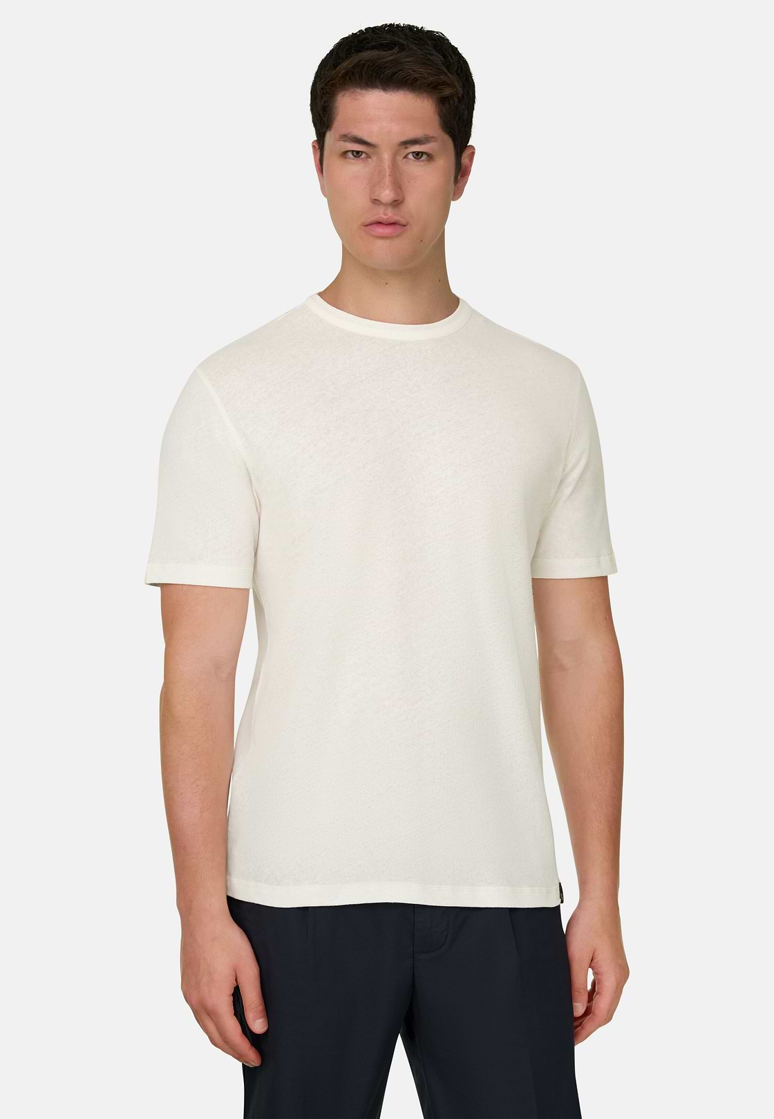 T Shirt Cotton Linen, White, hi-res, 1